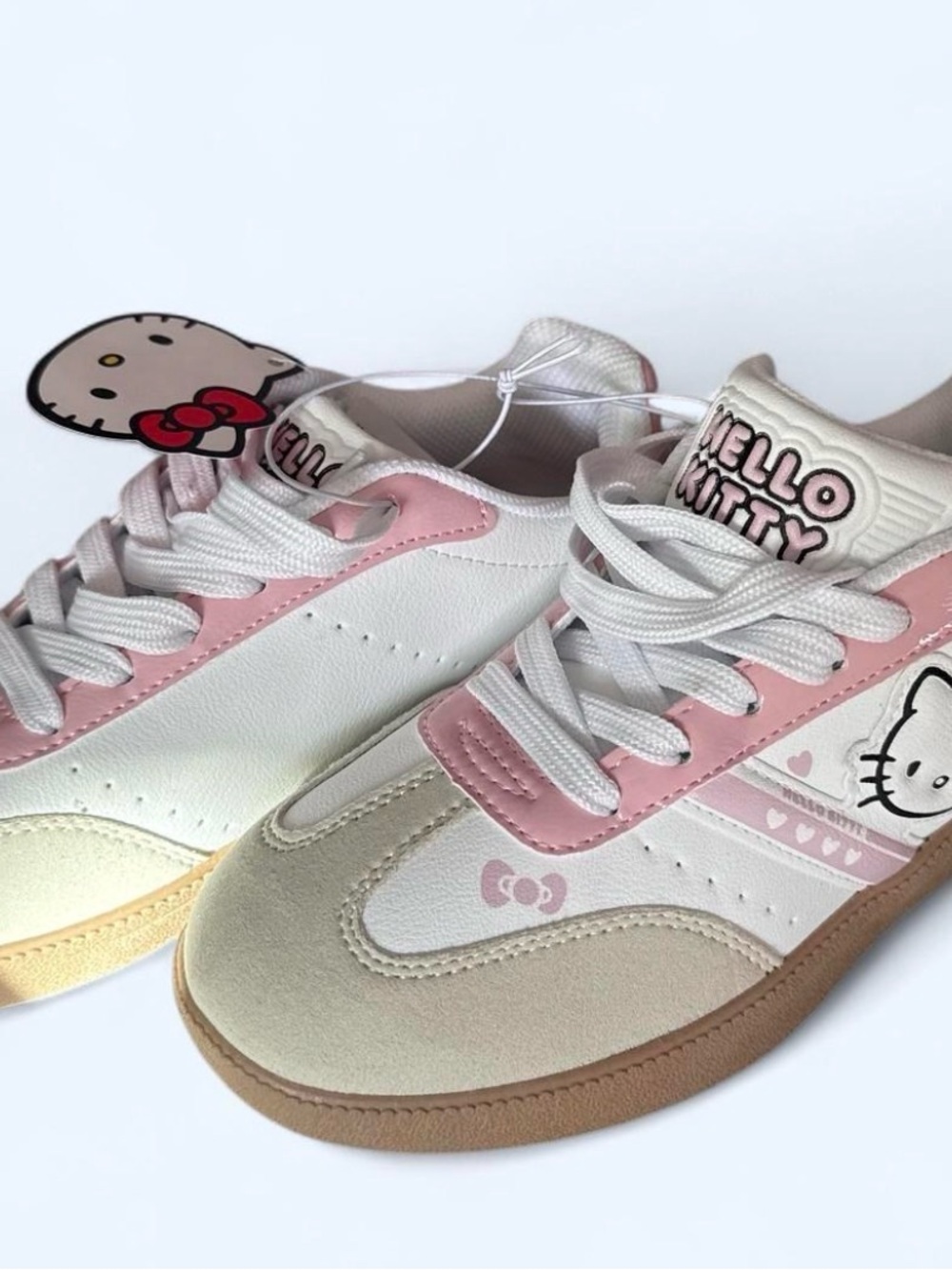 Hello Kitty White, Pink & Tan Retro Casual Sneakers